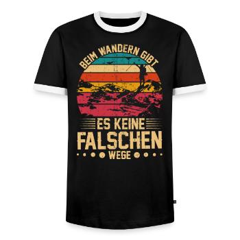 Wanderausflug Wanderer Wanderrucksack Bergsteiger - Männer Kontrast-T-Shirt - Schwarz/Weiß - Vorne - AI Model Female 172 light (172cm) & AI Model Male 178 light (178cm)