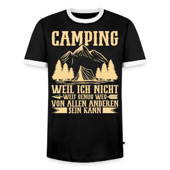 Campingliebhaber Wohnwagenbesitzer Camping Zelten - Männer Kontrast-T-Shirt - Schwarz/Weiß - Vorne - AI Model Female 172 light (172cm) & AI Model Male 178 light (178cm)