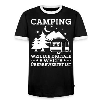 Campingurlaub Zelten Camping Campingliebhaber - Männer Kontrast-T-Shirt - Schwarz/Weiß - Vorne - AI Model Female 172 light (172cm) & AI Model Male 178 light (178cm)