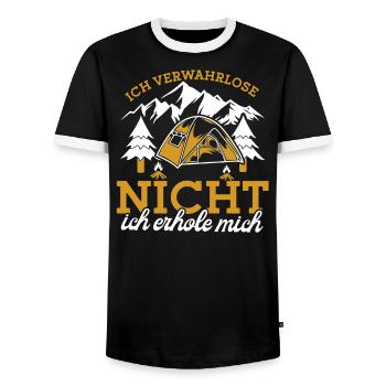 Campingliebhaber Zelten Campingkocher Wohnmobil - Männer Kontrast-T-Shirt - Schwarz/Weiß - Vorne - AI Model Female 172 light (172cm) & AI Model Male 178 light (178cm)