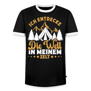 Camping Zelten Wohnmobil Campingliebhaber - Männer Kontrast-T-Shirt - Schwarz/Weiß - Vorne - AI Model Female 172 light (172cm) & AI Model Male 178 light (178cm)