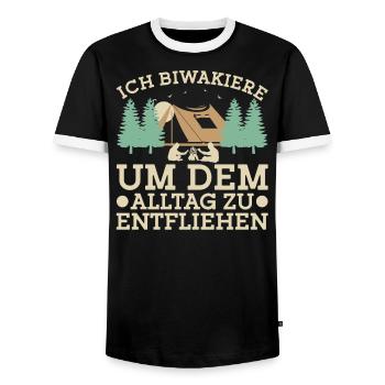 Zelten Campingliebhaber Camping Biwakieren - Männer Kontrast-T-Shirt - Schwarz/Weiß - Vorne - AI Model Female 172 light (172cm) & AI Model Male 178 light (178cm)