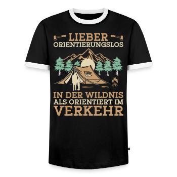 Wohnmobil Camping Zelten Campingliebhaber - Männer Kontrast-T-Shirt - Schwarz/Weiß - Vorne - AI Model Female 172 light (172cm) & AI Model Male 178 light (178cm)