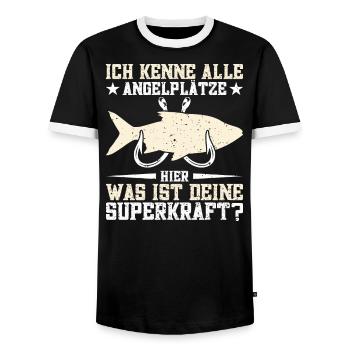 Angelrute Fischen Angeln Angelköder - Männer Kontrast-T-Shirt - Schwarz/Weiß - Vorne - AI Model Female 172 light (172cm) & AI Model Male 178 light (178cm)