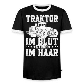 Traktor Landmaschine Kuhbauer Bauer Traktorfahrer - Männer Kontrast-T-Shirt - Schwarz/Weiß - Vorne - AI Model Female 172 light (172cm) & AI Model Male 178 light (178cm)
