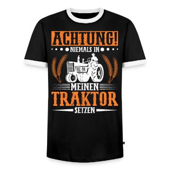 Traktor Fahren Landwirt Treckerfahrer Bauer - Männer Kontrast-T-Shirt - Schwarz/Weiß - Vorne - AI Model Female 172 light (172cm) & AI Model Male 178 light (178cm)