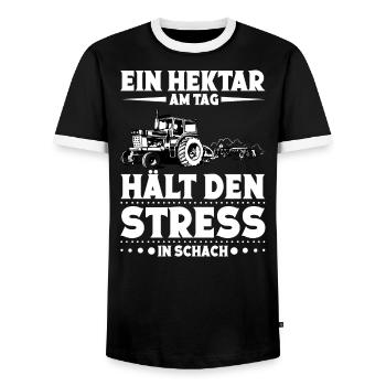 Hektar Landwirt Hühnerbauer Traktorfahrer - Männer Kontrast-T-Shirt - Schwarz/Weiß - Vorne - AI Model Female 172 light (172cm) & AI Model Male 178 light (178cm)