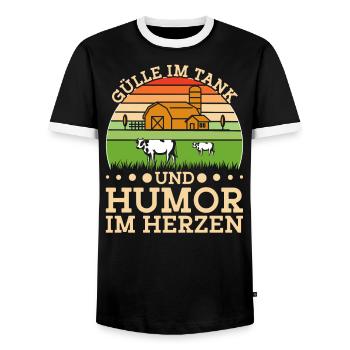 Landwirt Gülle fahren Traktorfahrer Landmaschinen - Männer Kontrast-T-Shirt - Schwarz/Weiß - Vorne - AI Model Female 172 light (172cm) & AI Model Male 178 light (178cm)