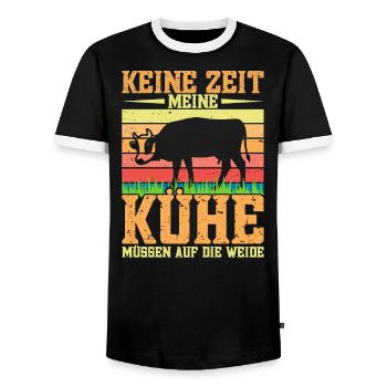 Kuhbauer Kühe melken Landwirt Bauer Traktor Acker - Männer Kontrast-T-Shirt - Schwarz/Weiß - Vorne - AI Model Female 172 light (172cm) & AI Model Male 178 light (178cm)