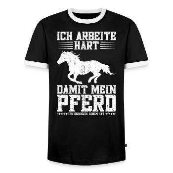 Pferdeliebhaber Reiten Pferde Reiterhof Stall - Männer Kontrast-T-Shirt - Schwarz/Weiß - Vorne - AI Model Female 172 light (172cm) & AI Model Male 178 light (178cm)