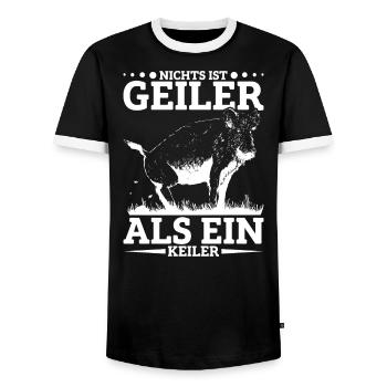 Wildschwein Wildschweinliebhaber Wildschweinjäger - Männer Kontrast-T-Shirt - Schwarz/Weiß - Vorne - AI Model Female 172 light (172cm) & AI Model Male 178 light (178cm)