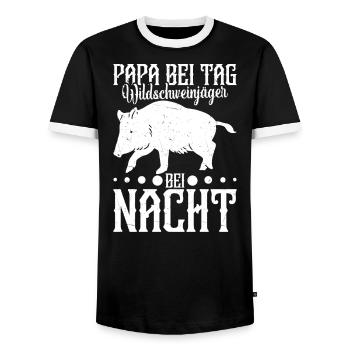 Wildschweinliebhaber Wildschweine Wildschweinjäger - Männer Kontrast-T-Shirt - Schwarz/Weiß - Vorne - AI Model Female 172 light (172cm) & AI Model Male 178 light (178cm)