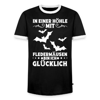 Fledermausfan Kostüm Fledermauszüchter Fledermaus - Männer Kontrast-T-Shirt - Schwarz/Weiß - Vorne - AI Model Female 172 light (172cm) & AI Model Male 178 light (178cm)