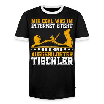 Tischler Handwerker Schreinermeister Tischlerei - Männer Kontrast-T-Shirt - Schwarz/Weiß - Vorne - AI Model Female 172 light (172cm) & AI Model Male 178 light (178cm)
