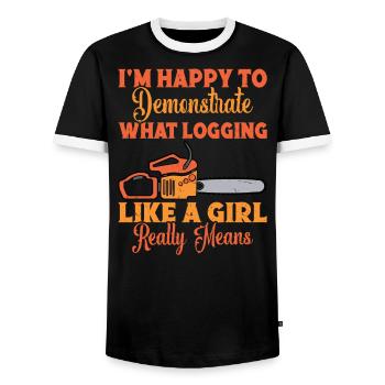 Lumberjack Arborists Equipment Holzha - Men's Ringer Shirt - black/white - Front - AI Model Female 172 light (172cm) & AI Model Male 178 light (178cm)