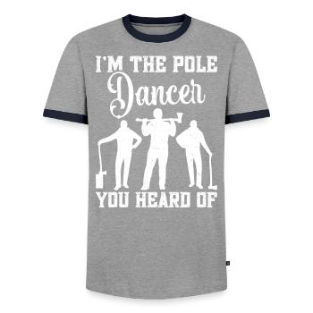 Bûcheron tronçonneuse bois coupe bûcheron treepf - T-shirt contrasté Homme - gris/marine  - Devant - AI Model Female 172 light (172cm) & AI Model Male 178 light (178cm)