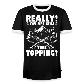 Arborist Rope Lumberjack Equipment Tools H - Men's Ringer Shirt - black/white - Front - AI Model Female 172 light (172cm) & AI Model Male 178 light (178cm)