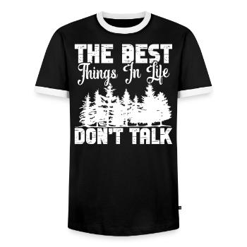 Waldspaziergang Bergsteiger Baumliebhaber Naturlie - Männer Kontrast-T-Shirt - Schwarz/Weiß - Vorne - AI Model Female 172 light (172cm) & AI Model Male 178 light (178cm)