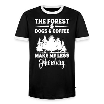 Forest lover, dog owner, mountaineer, nature lover - Men's Ringer Shirt - black/white - Front - AI Model Female 172 light (172cm) & AI Model Male 178 light (178cm)