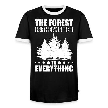 Dog lover, mountaineer, forest owner, Baumliebha - Men's Ringer Shirt - black/white - Front - AI Model Female 172 light (172cm) & AI Model Male 178 light (178cm)