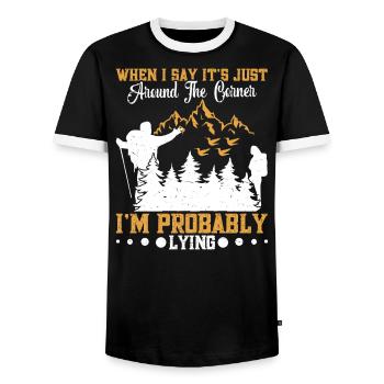 Hiking equipment Mountaineering Mountaineering Hikers - Men's Ringer Shirt - black/white - Front - AI Model Female 172 light (172cm) & AI Model Male 178 light (178cm)