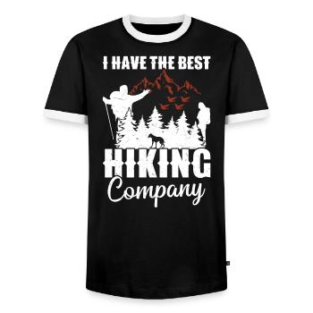 Mountaineering Hiker Supplies Dog Owner - Men's Ringer Shirt - black/white - Front - AI Model Female 172 light (172cm) & AI Model Male 178 light (178cm)