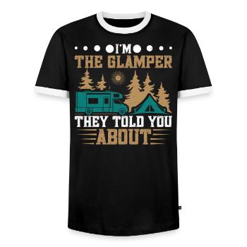 Backpack for camping and hiking glamping - Men's Ringer Shirt - black/white - Front - AI Model Female 172 light (172cm) & AI Model Male 178 light (178cm)