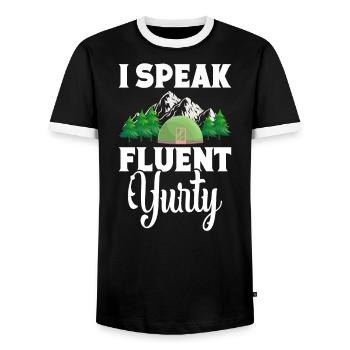 Montagnes Randonneur Tente de camping en plein air Glamper - T-shirt contrasté Homme - noir/blanc - Devant - AI Model Female 172 light (172cm) & AI Model Male 178 light (178cm)