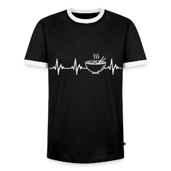 Ramen Herzschlag - Männer Kontrast-T-Shirt - Schwarz/Weiß - Vorne - AI Model Female 172 light (172cm) & AI Model Male 178 light (178cm)