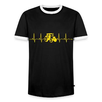 EKG HERZSCHLAG HEARTBEAT TRAKTOR BAUER LANDWIRT - Männer Kontrast-T-Shirt - Schwarz/Weiß - Vorne - AI Model Female 172 light (172cm) & AI Model Male 178 light (178cm)