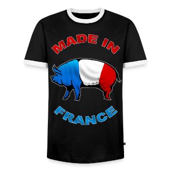 charcutier cochonnailles - T-shirt contrasté Homme - noir/blanc - Devant - AI Model Female 172 light (172cm) & AI Model Male 178 light (178cm)
