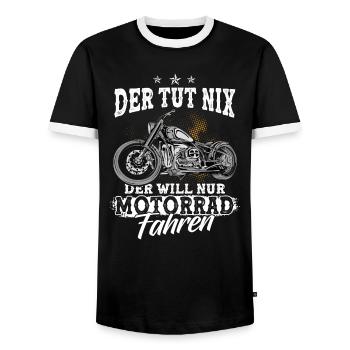 Der tut nix Motorradfahrer - Männer Kontrast-T-Shirt - Schwarz/Weiß - Vorne - AI Model Female 172 light (172cm) & AI Model Male 178 light (178cm)