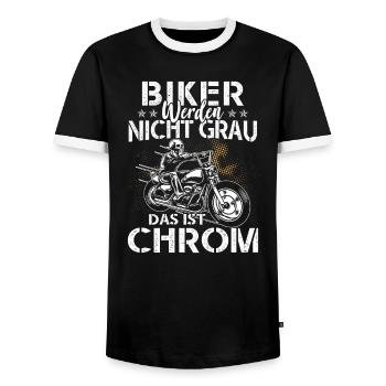Biker werden nicht grau das ist Chrom - Männer Kontrast-T-Shirt - Schwarz/Weiß - Vorne - AI Model Female 172 light (172cm) & AI Model Male 178 light (178cm)