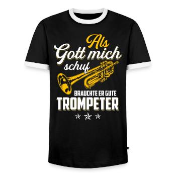 Als Gott mich schuf brauchte er gute Trompeter - Männer Kontrast-T-Shirt - Schwarz/Weiß - Vorne - AI Model Female 172 light (172cm) & AI Model Male 178 light (178cm)