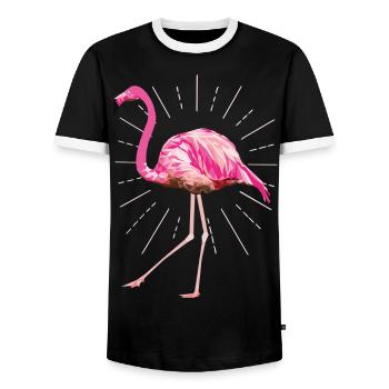 Flamingo Poly Strahlen pink rosa Vogel Sommer - Männer Kontrast-T-Shirt - Schwarz/Weiß - Vorne - AI Model Female 172 light (172cm) & AI Model Male 178 light (178cm)