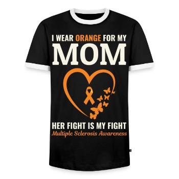 Multiple Sclerosis Awareness Month Orange Mom - Men's Ringer Shirt - black/white - Front - AI Model Female 172 light (172cm) & AI Model Male 178 light (178cm)