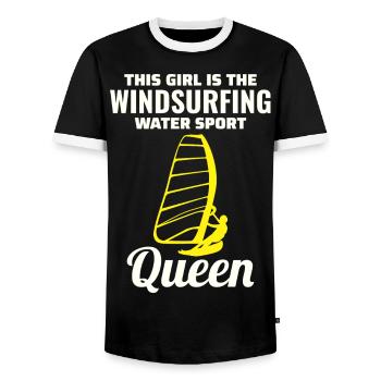 Planche à voile Fille Windsurf Windsurfer Water Sport - T-shirt contrasté Homme - noir/blanc - Devant - AI Model Female 172 light (172cm) & AI Model Male 178 light (178cm)