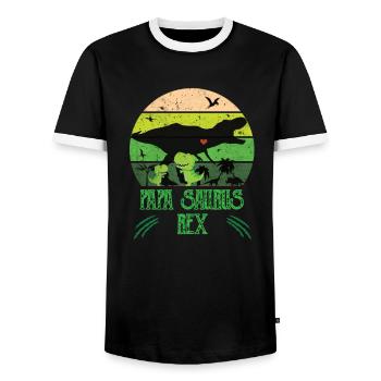Papa Saurus Rex | Dino Papa | Geschenk für Papas - Männer Kontrast-T-Shirt - Schwarz/Weiß - Vorne - AI Model Female 172 light (172cm) & AI Model Male 178 light (178cm)