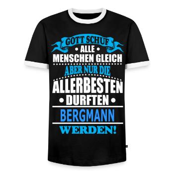 BERGMANN - Männer Kontrast-T-Shirt - Schwarz/Weiß - Vorne - AI Model Female 172 light (172cm) & AI Model Male 178 light (178cm)