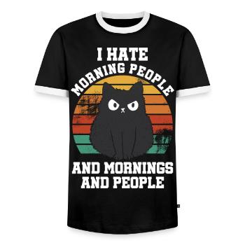 I Hate morning people and mornings and people - Men's Ringer Shirt - black/white - Front - AI Model Female 172 light (172cm) & AI Model Male 178 light (178cm)