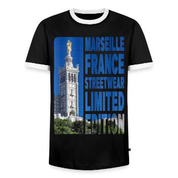 Marseille Frankreich Stadt Skyline Heimat Liebe - Männer Kontrast-T-Shirt - Schwarz/Weiß - Vorne - AI Model Female 172 light (172cm) & AI Model Male 178 light (178cm)