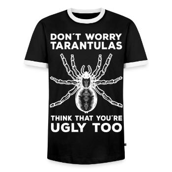 Tarantula Haustier | Vogelspinnen Spinne Geschenke - Männer Kontrast-T-Shirt - Schwarz/Weiß - Vorne - AI Model Female 172 light (172cm) & AI Model Male 178 light (178cm)