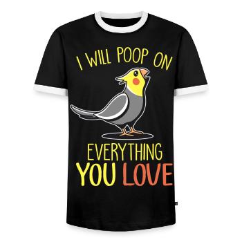 Cockatiel - Men's Ringer Shirt - black/white - Front - AI Model Female 172 light (172cm) & AI Model Male 178 light (178cm)