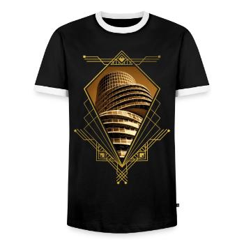 Bochum Deutschland Stadt Skyline Gold Liebe - Männer Kontrast-T-Shirt - Schwarz/Weiß - Vorne - AI Model Female 172 light (172cm) & AI Model Male 178 light (178cm)