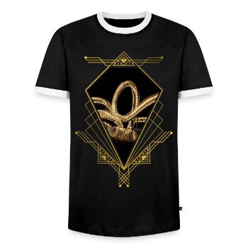 Duisburg Deutschland Stadt Skyline Gold Liebe - Männer Kontrast-T-Shirt - Schwarz/Weiß - Vorne - AI Model Female 172 light (172cm) & AI Model Male 178 light (178cm)