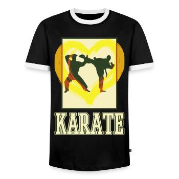 Karate Karateka Kampsport Kampfkunst Kämpfen Herz - Männer Kontrast-T-Shirt - Schwarz/Weiß - Vorne - AI Model Female 172 light (172cm) & AI Model Male 178 light (178cm)