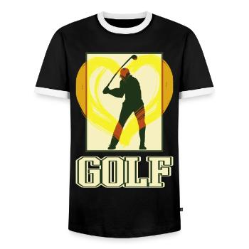 Golf Golfen Golfspieler Sport Hobby Vintage Herz - Männer Kontrast-T-Shirt - Schwarz/Weiß - Vorne - AI Model Female 172 light (172cm) & AI Model Male 178 light (178cm)