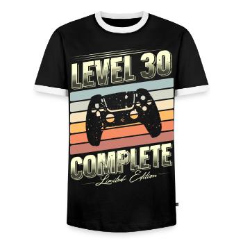 30th Birthday Level 30 Édition limitée complète - T-shirt contrasté Homme - noir/blanc - Devant - AI Model Female 172 light (172cm) & AI Model Male 178 light (178cm)