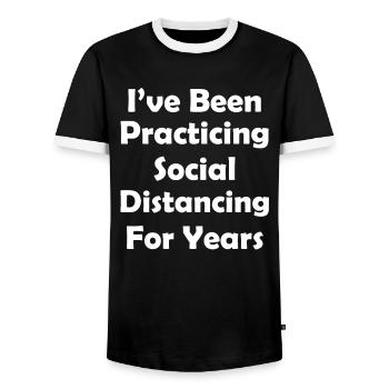 J’ai été distanciation sociale pendant des années Tshirt Drôle - T-shirt contrasté Homme - noir/blanc - Devant - AI Model Female 172 light (172cm) & AI Model Male 178 light (178cm)