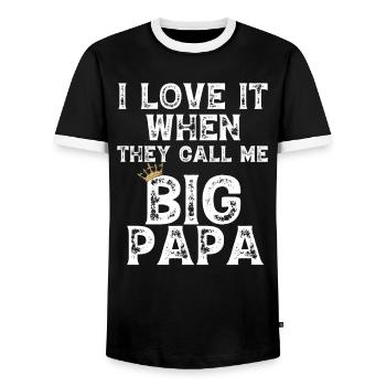 j’adore quand tu m’appelles gros papa chemise Hip Hop - T-shirt contrasté Homme - noir/blanc - Devant - AI Model Female 172 light (172cm) & AI Model Male 178 light (178cm)